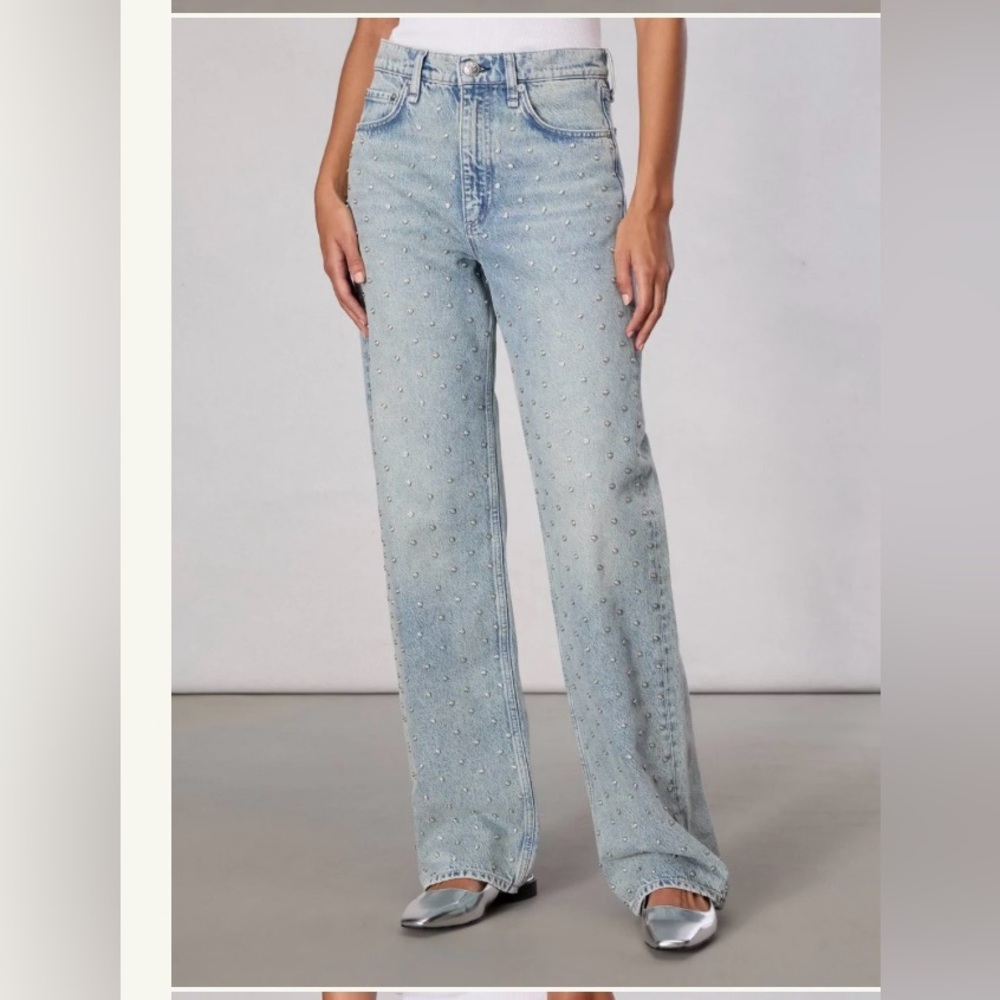 NWT Rag & Bone Desiree Pearl Shea High-Rise Relaxed Straight Full Length Jeans